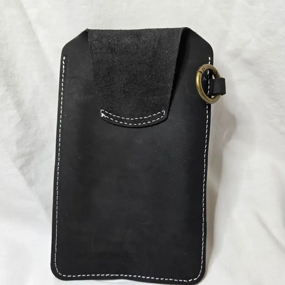 Genuine Leather Phone Belt Holster Case with Clip & Extra Pocket